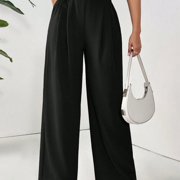 Black Casual Women's Solid Color Daily Basic Pants - Picture 6 of 6